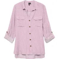 Vero Moda Chemisier 'VMBumpy' rose clair / blanc