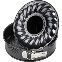 Zenker 6507 Moule À Savarin, Moule À Manqué Et Savarin À Charnière, Moule Couronne À Charnière, Moule À Gâteau Rond, Acier Inoxydable, Noir, 24 X 24 X 6,5 Cm