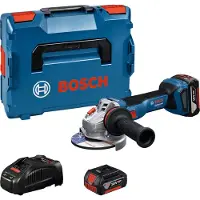 Hünersdorff Meuleuse angulaire sans fil Professional 18V System GWS 18V-11 S (diamètre de disque de 125 mm, y compris 2 batteries GBA 5.0Ah, chargeur GAL 1880, L-BOXX)