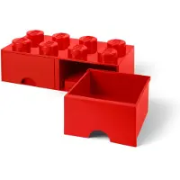 LEGO Brique rouge de rangement à tiroir 8 tenons
