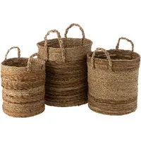 J-Line Set De 3 Corbeilles Lucie Raffia Naturel