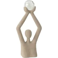 J-Line Buste boule tete resine/cristal beige
