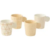 Jline Boite 4 tasse ceramique creme/blanc