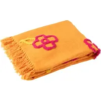 Jline Plaid fleurs coton orange/rose/jaune