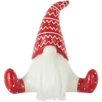 J-Line Pere noel assis ceramique rouge/blanc large