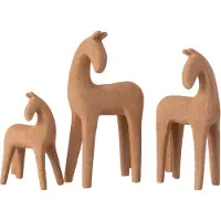 J-Line Set De 3 Chevaux Modern Resin Terra