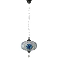 J-Line Lampe à suspendre Mosaïque verre/métal bleu Large