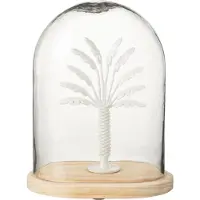 J-Line Cloche palmier verre/métal blanc/naturel large
