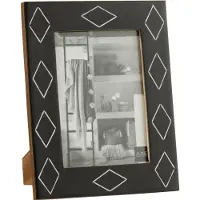 J-Line Cadre photo rectangle motif resine noir/blanc large