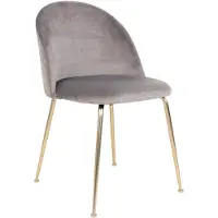 House Nordic Geneve Chaise de salleà manger scandinave en velours avec pieds dorés - Gris