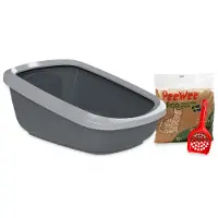Peewee Bac à litière EcoGranda gris - pour chat