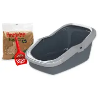 Peewee Bac à litière EcoMinor anthracite/gris - pour chat
