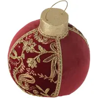 J-Line Boule décorative motifs polyfoam/textile rouge/or medium