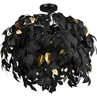 TRIO Lustre LEAVY noir et doré, 3xE14x28W, métal, dimensions : 73x70x70 cm, IP20,