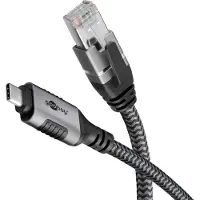 Goobay 70698 USB C 3.1/RJ45 CAT 6 Kabel 2,0 m grau, schwarz, 1 St.