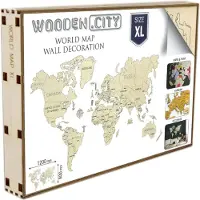 Wooden.City WOODEN CITY Carte du monde en bois, taille XL (120x80cm)