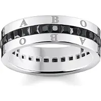 Thomas Sabo Bague en ruban avec pierres noires Pavé d'argent, (60, Argent 925)