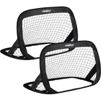 Relaxdays Lot de 2 buts de football pliables Pop Up, pour le jardin, avec filet et sac de rangement, dimensions : 77 x 122 x 83 cm, noir