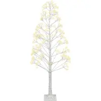 Beliani Outdoor Sapin de Noël blanc avec lumières LED Branches 180 cm pour jardin extérieur Indoor Décoration de Noël