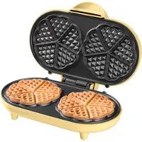 Bestron Gaufrier double coeur, vanille, Gaufrier, Jaune