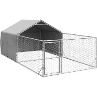 vidaXL Niche d'extérieur pour chien enclos 5x2x1,5 m acier galvanisé