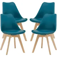 En.casa Chaise de salle à manger 'Fläten' (4 pièces) Chaise rembourrée en similicuir turquoise