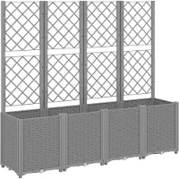vidaXL Jardinière avec treillis gris clair 160x40x140 cm PP