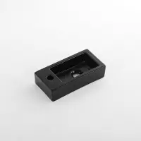 Qeramiq Dely Lavabo pour WC - 38x18,5x9cm - céramique - trou de robinet à gauche - Noir mat E-8020L-MBL