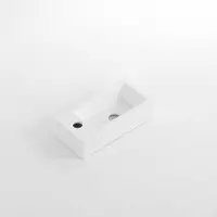 Qeramiq Dely Lave-mains - 38x18.5x9cm - céramique - trou de robinet à gauche - blanc mat E-8020L-MW
