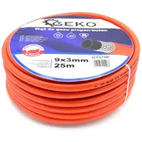 GEKO Tuyau à gaz propane-butane 9x3mm, 25m, pour une pression jusqu'à 20 bar, résistant à des températures de -10 à +50°C, idéal pour des applications multiples.