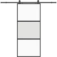 vidaXL Porte coulissante avec ferrure noire 90x205 cm verre trempé