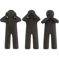 J-Line P'tit maurice entendre/voir/se taire resine noir small assortiment de 3