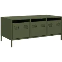 vidaXL Table basse vert olive 101,5x50x43,5 cm Acier laminé à froid