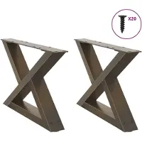 vidaXL Pieds de table basse 2 pcs. Acier naturel 60x(30-31,3) cm Acier