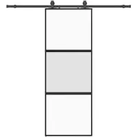 vidaXL Porte coulissante avec ferrure noire 76x205 cm verre trempé