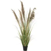 Jline Herbe de pampas 5 têtes en pot pvc vert/beige small