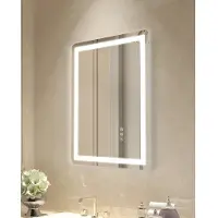 Vevor Miroir de salle de bain LED Vanity Mirror (50 x 70 cm), miroir antibuée, miroir de salle de bain à intensité variable en continu avec 3 températures de couleur, fixation murale
