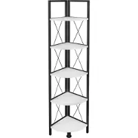 VCM Bois Métal Étagère d'angle Rangement Étagère sur pied Bibliothèque Déco Livres Étagère sur pied Insasi 5