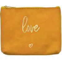 Juleeze JZTB0080Y Trousse de toilette Jaune 13x1x10 cm avec inscription Love dorée
