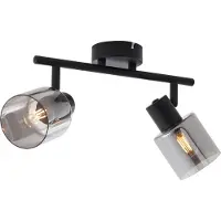 QAZQA Plafonnier moderne noir avec verre fumé rond 2 lumières - Cilin