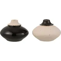 J-Line Vase petit rond ceramique noir/beige assortiment de 2