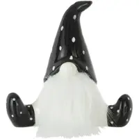 J-Line Pere noel assis ceramique noir/blanc small