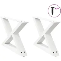 vidaXL Pieds de table basse 2 pcs. Blanc 60x(30-31,3) cm Acier
