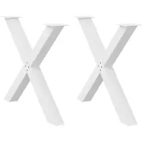 vidaXL Pieds de table de salle à manger en X 2 pcs. Blanc 90x(72-73) cm Acier