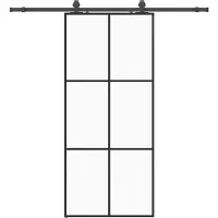 vidaXL Porte coulissante avec ferrure noire 90x205 cm verre ESG