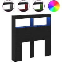 vidaXL Tête de lit LED avec étagères Noir aspect chêne 100x17x102 cm