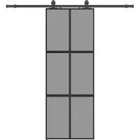 vidaXL Porte coulissante avec ferrure noire 76x205 cm verre trempé