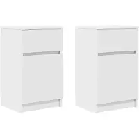 vidaXL Tables de chevet 2 pcs blanc 39x35x65 cm bois d’ingénierie