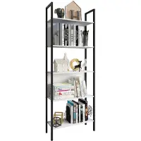VCM Bois,Métal,Rangement,Stand,Étagère,Bibliothèque,Déco,Livres,Étagère Sur Pied,Flakos,5