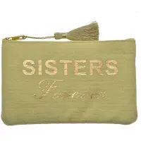 Juleeze JZTB0081GR Trousse de toilette verte 17 x 1 x 11 cm avec broderie Sisters Forever